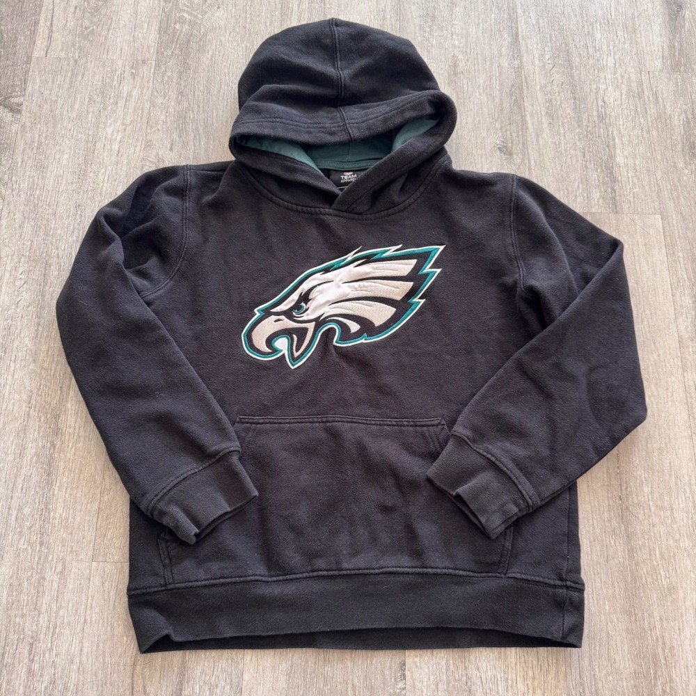 NFL Team Apparel Philadelphia Eagles Youth Hoodie Black Size M 10/12 Pullover
